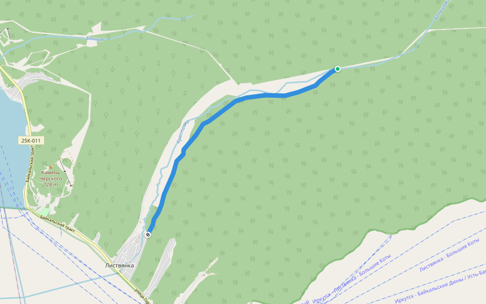 Байкальская тропа 2 walking route map in Listvyanka