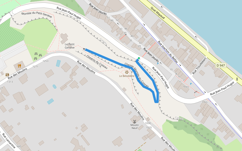 Chemin Montée du Coteau !Accès fermé! walking route map in Saumur