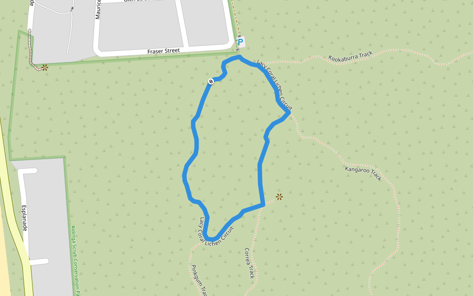 Lacy Coral Lichen Circuit walking route map in Aldinga Beach