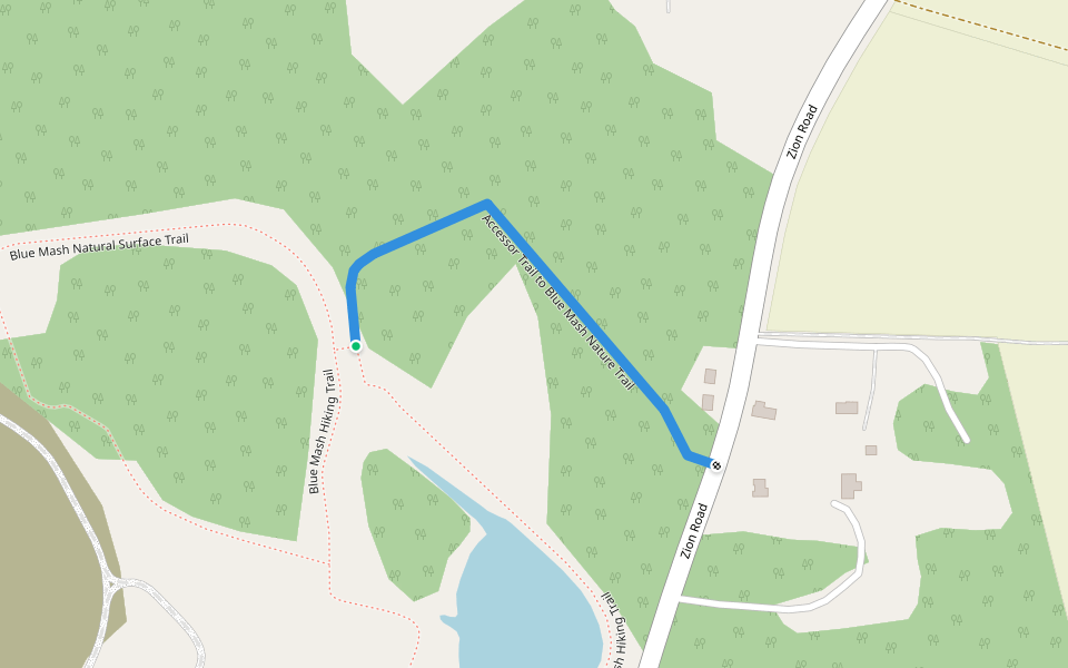 Accessor Trail to Blue Mash Nature Trail walking route map in Gaithersburg