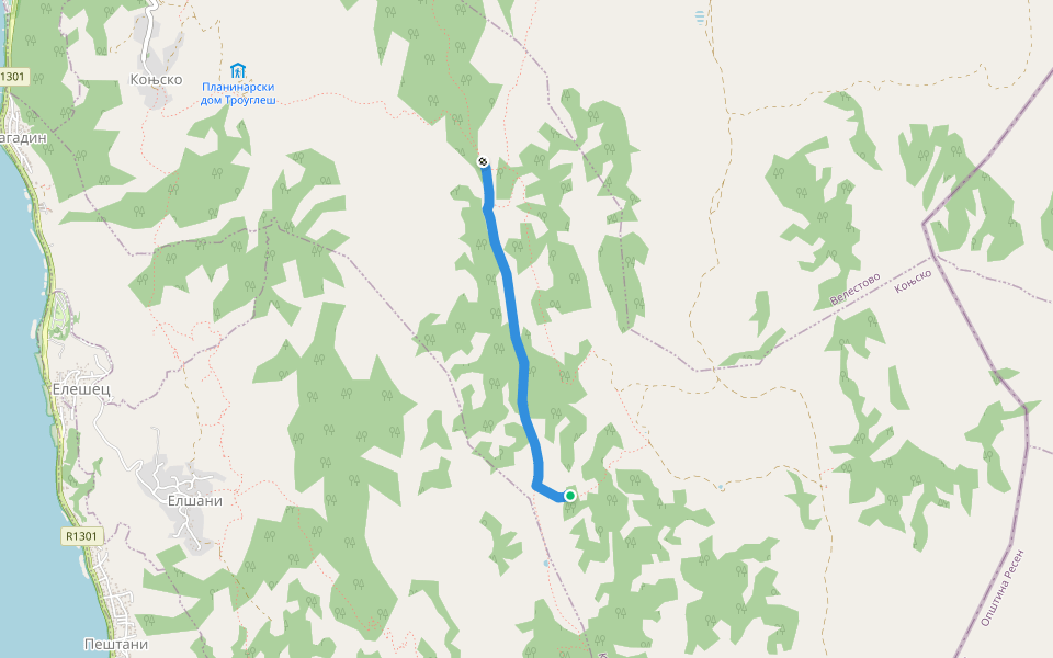 Велестово - Ледина walking route map in Ohër