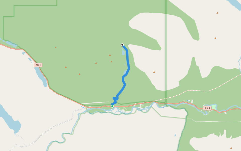 Fuller Lakes Trail walking route map in Cooper Landing