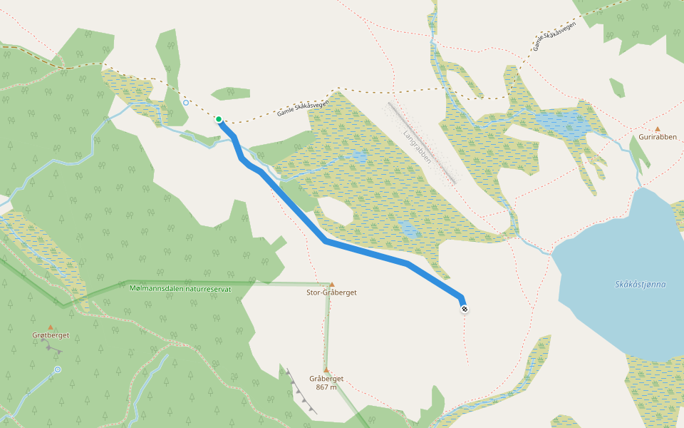 Torvmyrstien walking route map in Røros