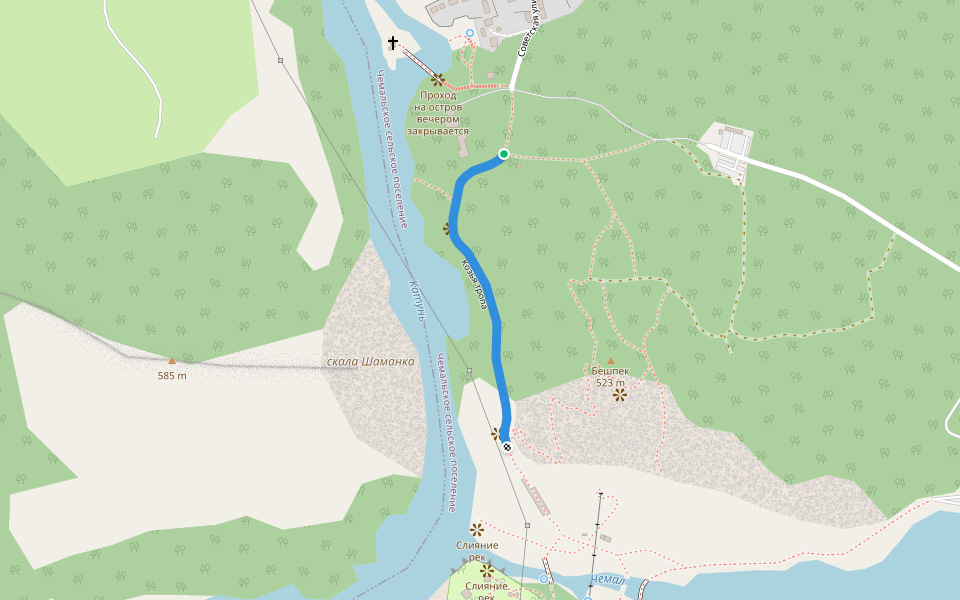Козья тропа walking route map in Озерное (майминский)