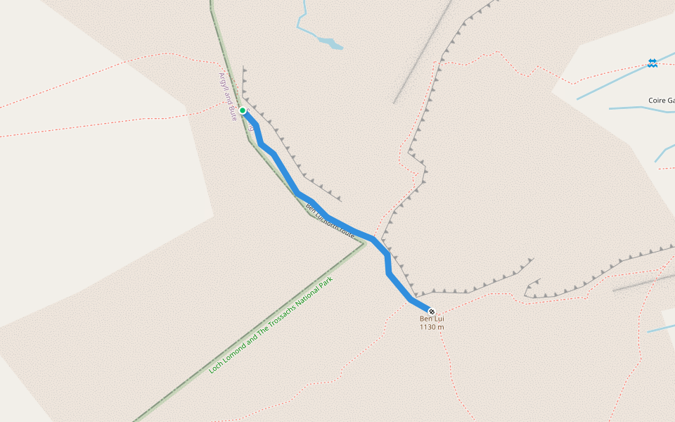 Ben Lui north route walking route map in Tyndrum