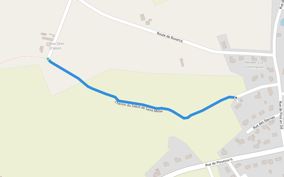 Chemin du Sabot de Saint-Melar walking route map in Lanmeur