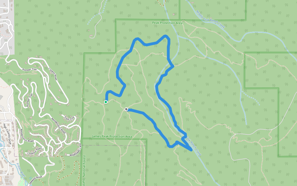 South Fork Loop walking route map in Winter Park