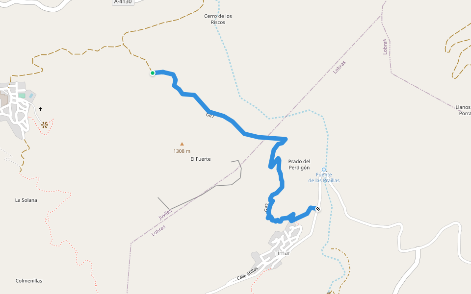 GR7 walking route map in Juviles