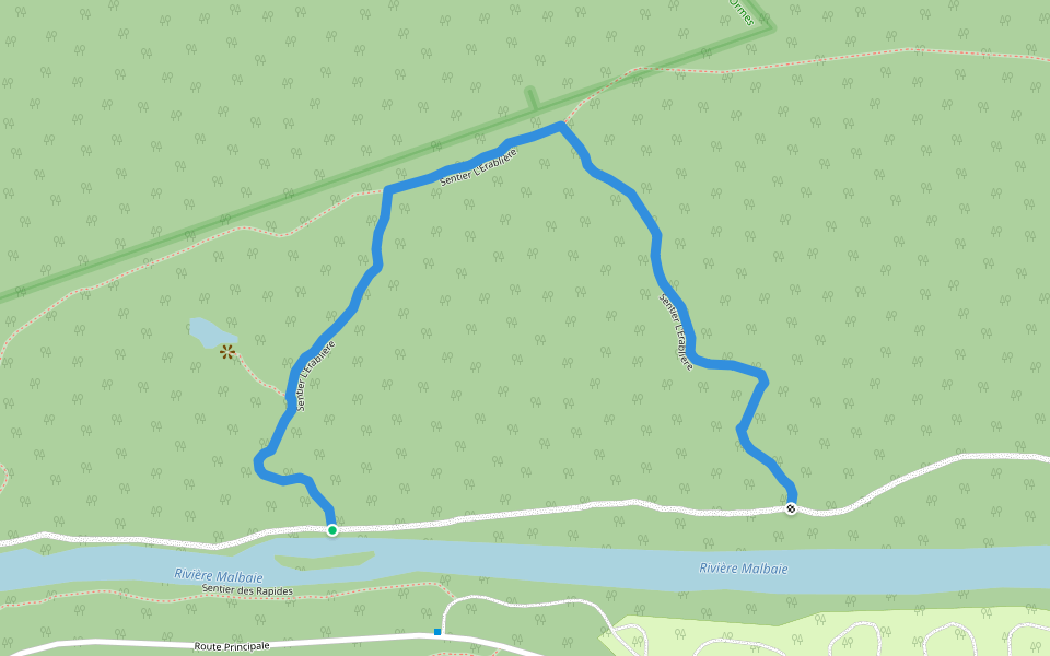 Sentier L'Érablière walking route map in La Malbaie