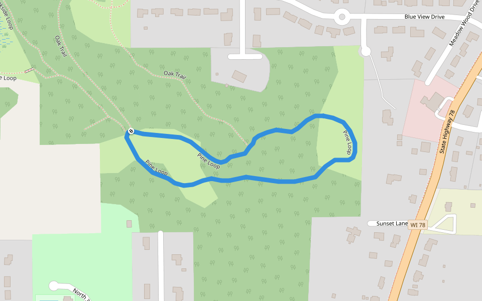 Pine Loop walking route map in Mount Horeb