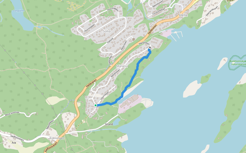 Kyst sti walking route map in Årøsvingen