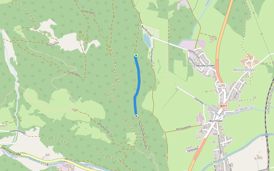 Neunbunnder Höhenweg walking route map in Mitterhofen