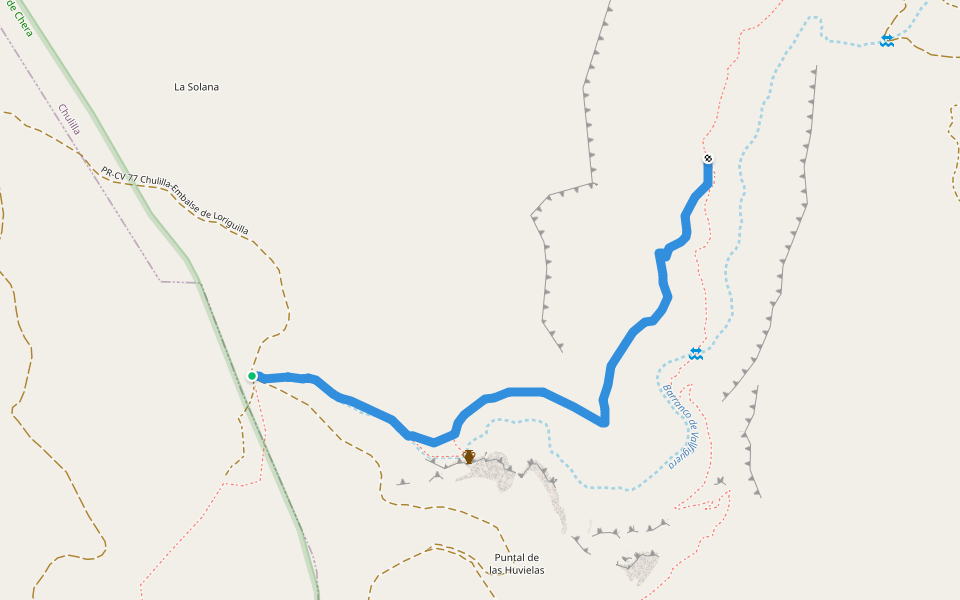 PR-CV 77 Chulilla-Embalse de Loriguilla walking route map in Loriguilla