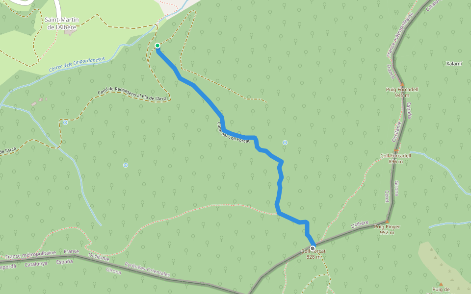 Cami del Coll Forcat walking route map in L'Albère