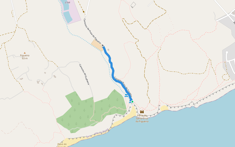 Caminho Praia da Figueira walking route map in Salema