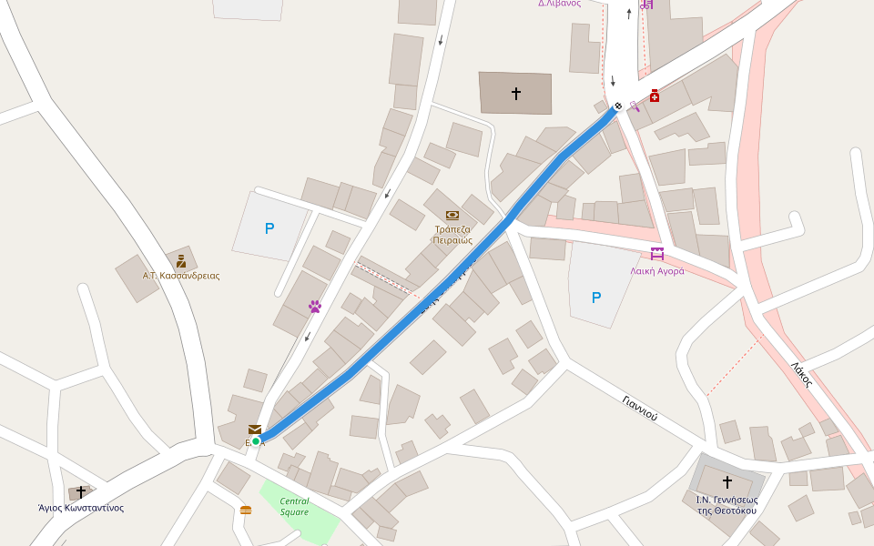 28ης Οκτωβριου walking route map in Κασσανδρεία