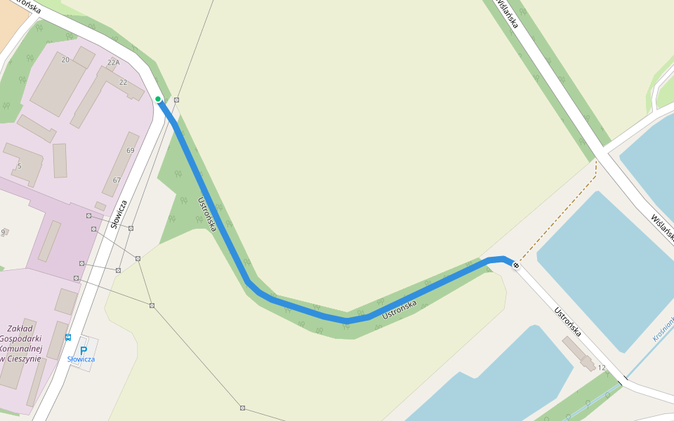 Ustrońska walking route map in Cieszyn