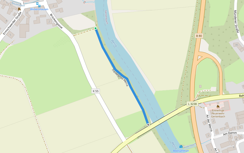 Treidelpfad Werra walking route map in Witzenhausen