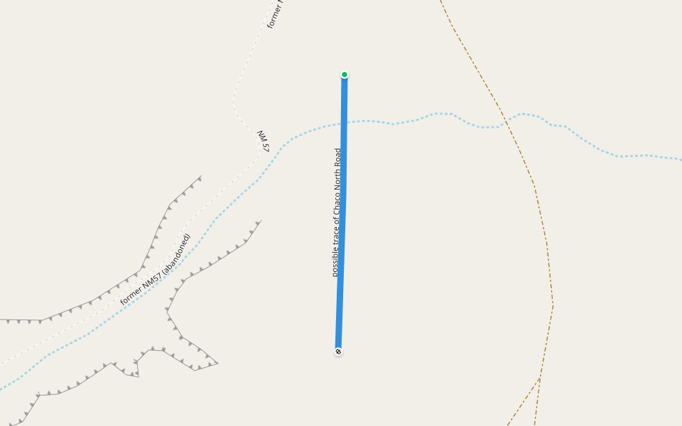 possible trace of Chaco North Road walking route map in Nageezi