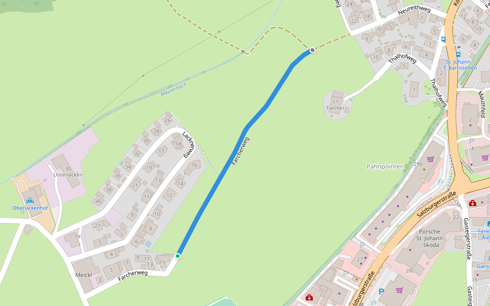 Farcherweg walking route map in Sankt Johann in Tirol
