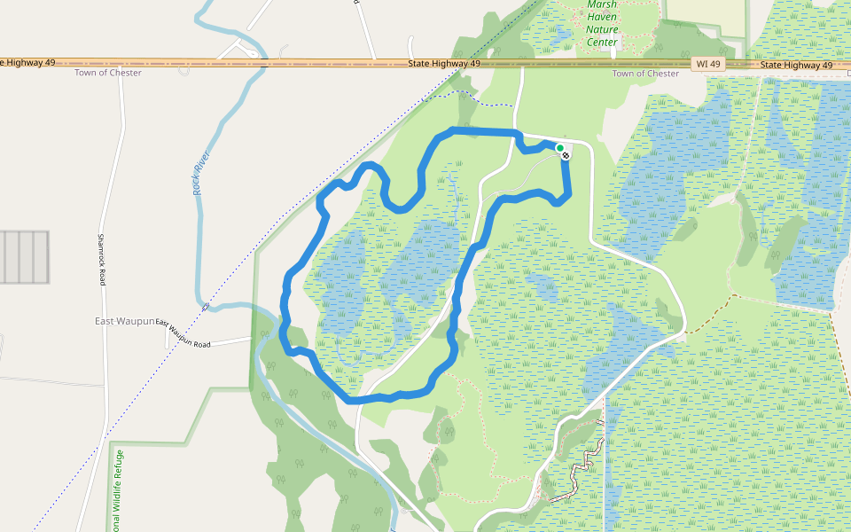 Redhead Hiking Trail walking route map in Waupun