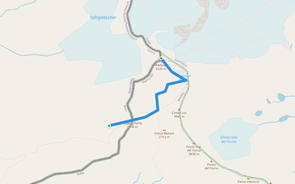 grober Verlauf walking route map in Binn