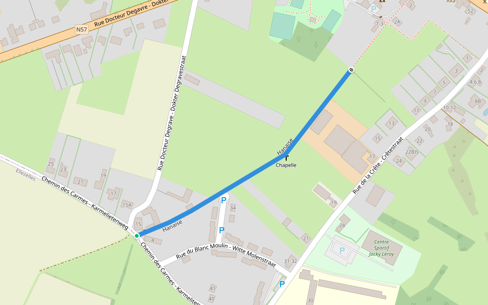 Hanaise walking route map in Ellezelles