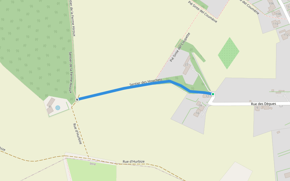 Sentier des Houchets walking route map in Braine-le-Château