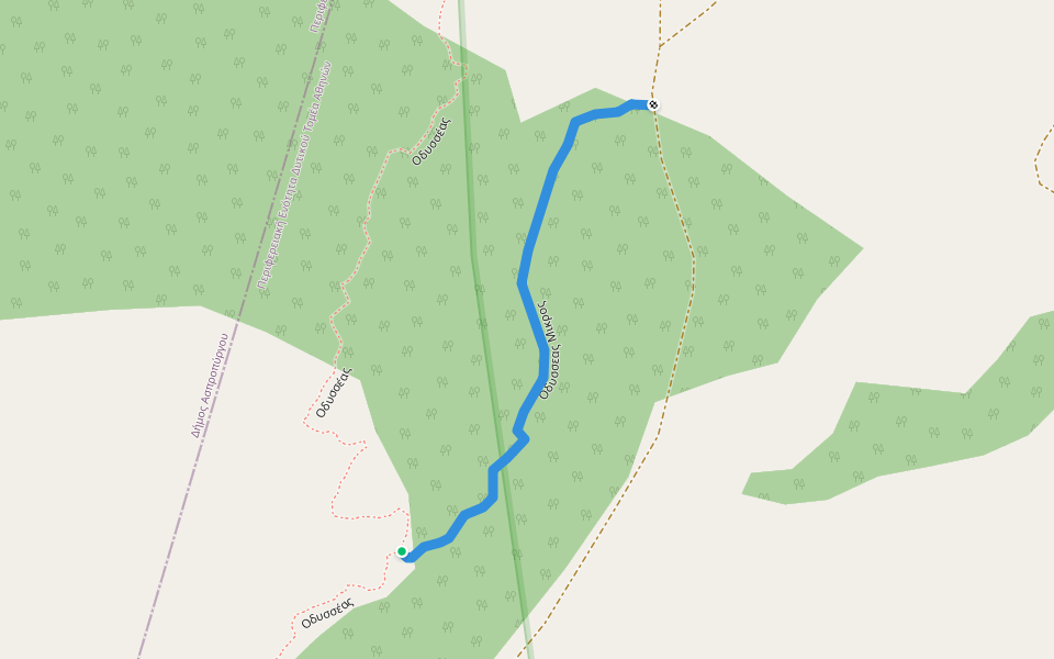 Οδυσσεας Μικρος walking route map in Aspropyrgos