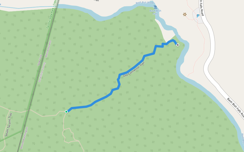 Old Connector Trail walking route map in Copake Falls