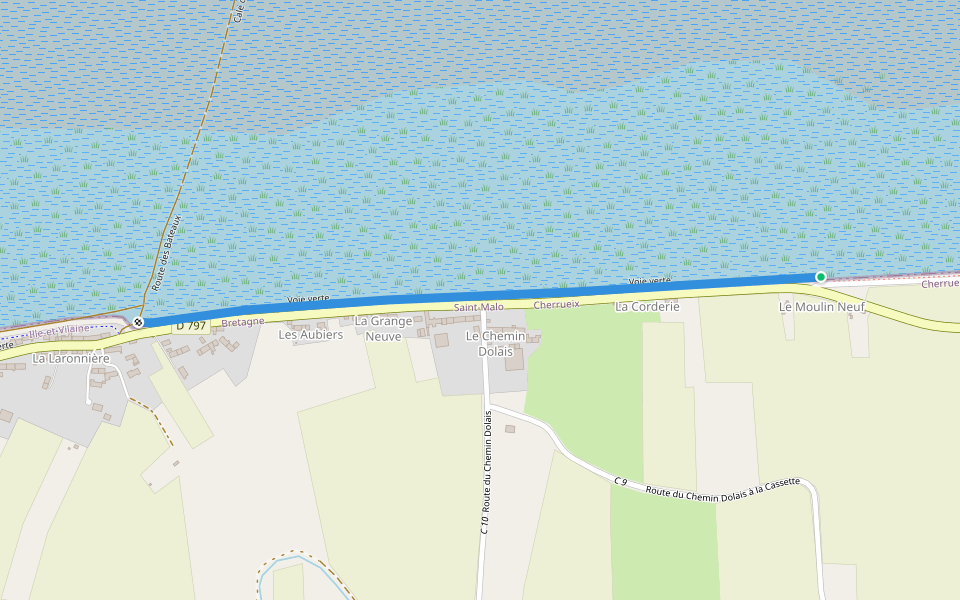 Voie verte walking route map in Cherrueix