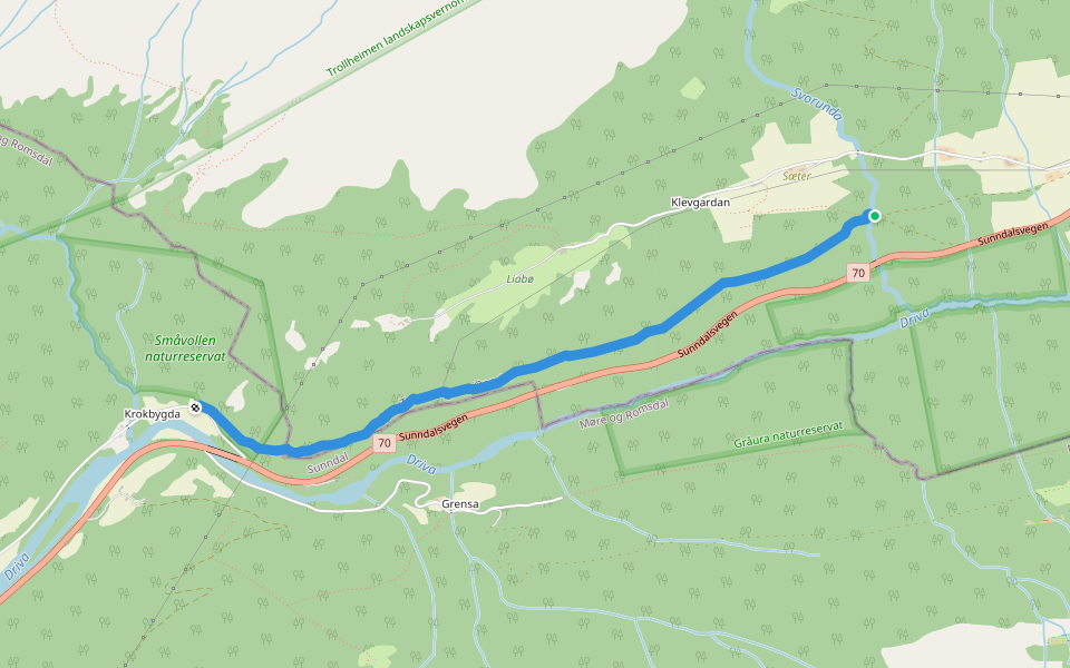 Kløvstien nedre walking route map in Lønset