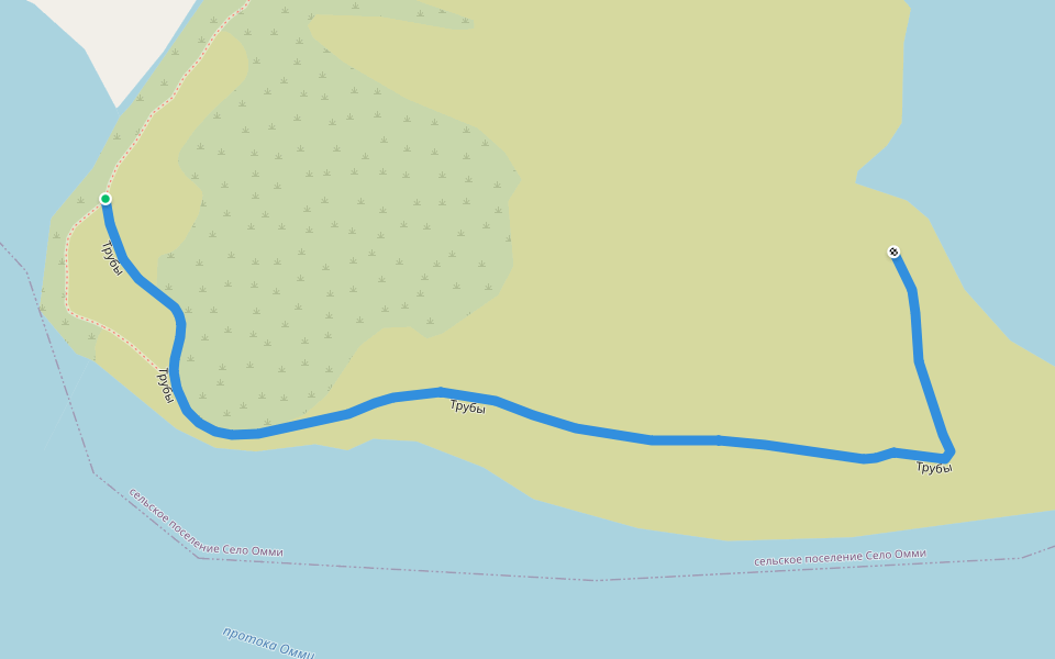 Трубы walking route map in Ommi