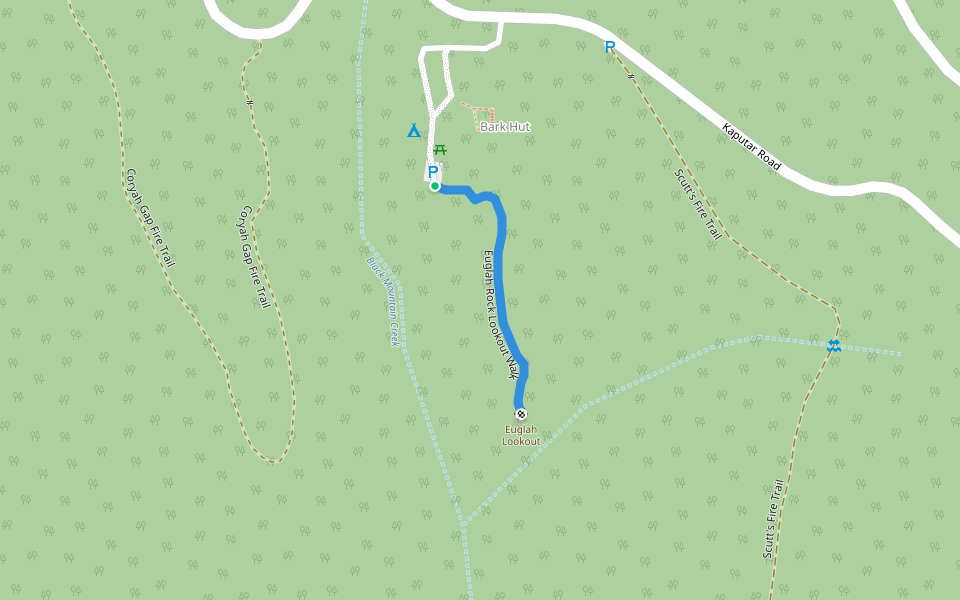 Euglah Rock Lookout Walk walking route map in Kaputar