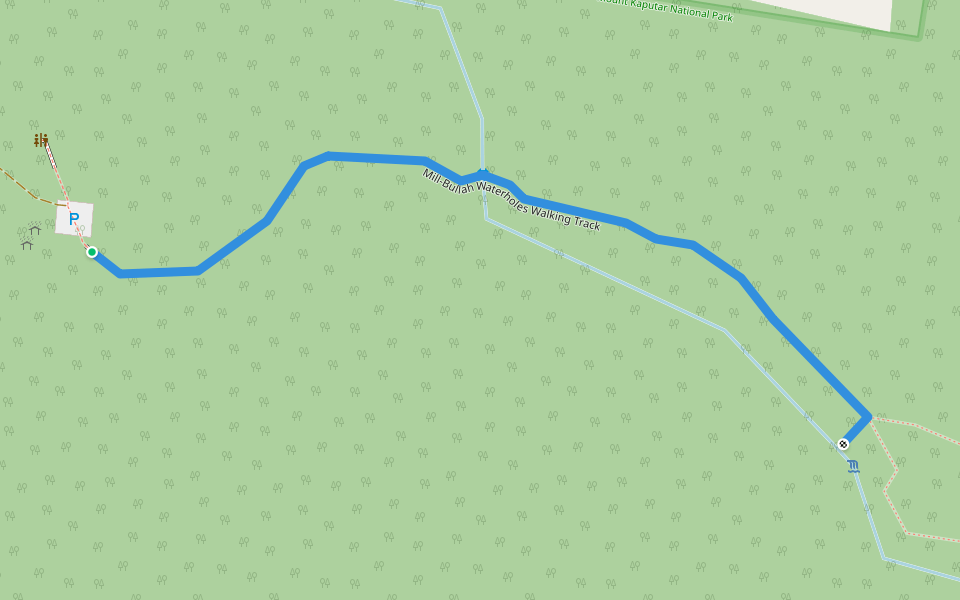Mill-Bullah Waterholes Walking Track walking route map in Berrigal