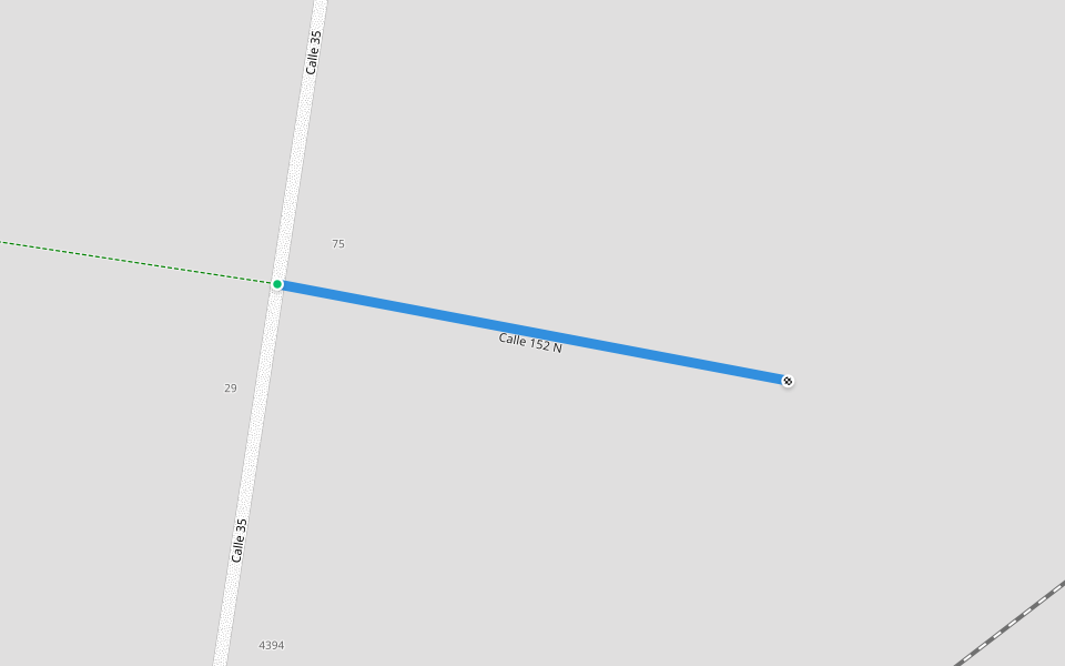 Calle 152 N walking route map in Nuevo Paysandu