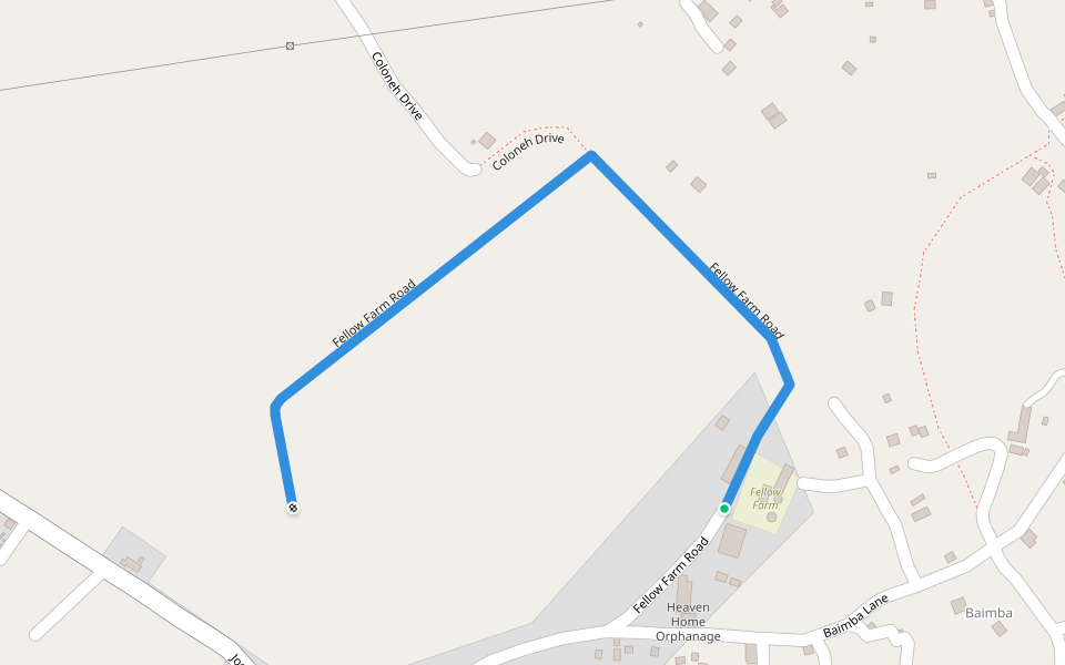 Fellow Farm Road walking route map in Newton