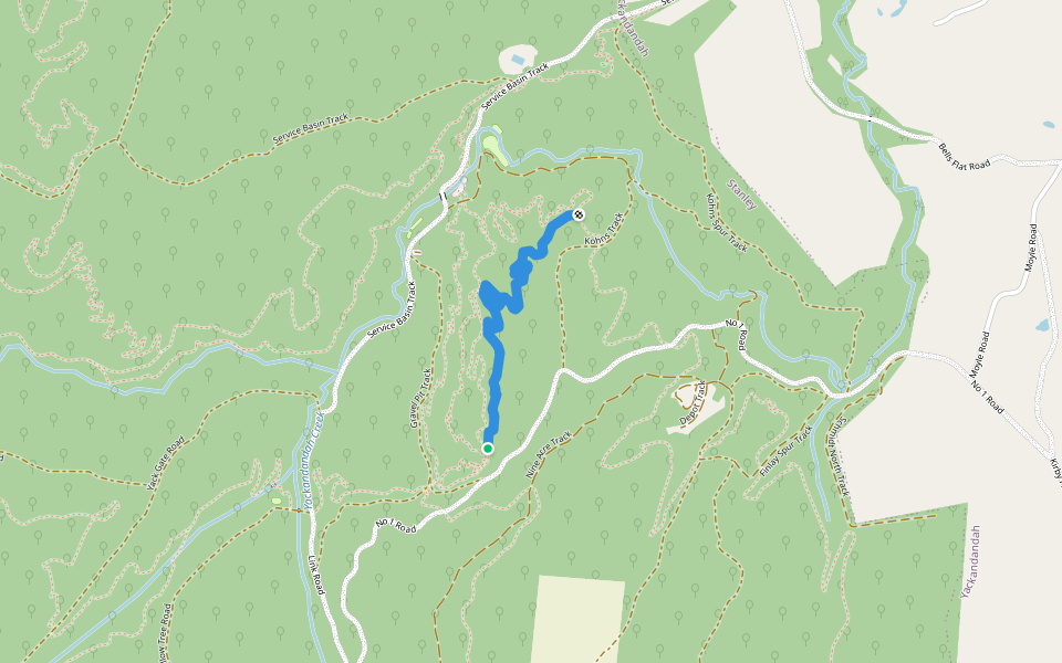 Bogans Run walking route map in Stanley