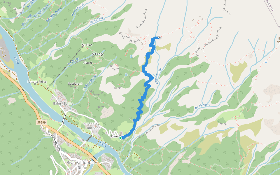 Fuseria - Pianai walking route map in Riva Valdobbia