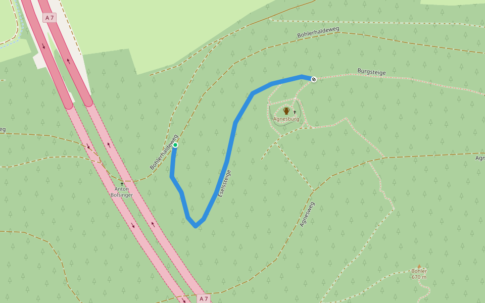 Eselssteige walking route map in Westhausen