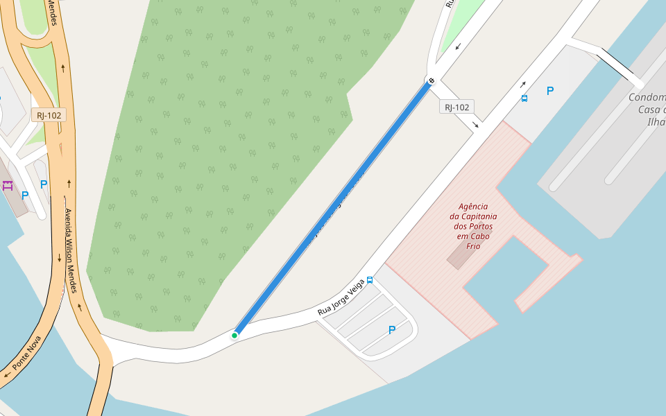 Rua José Rodrigues Povoas walking route map in Cabo Frio