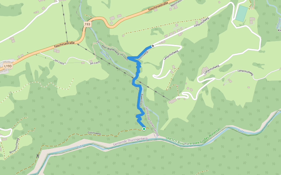 Gstinsweg walking route map in Sankt Gerold