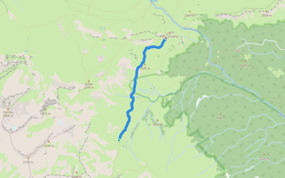 Инструкторское окно — урочище Узуруб walking route map in Chigursana
