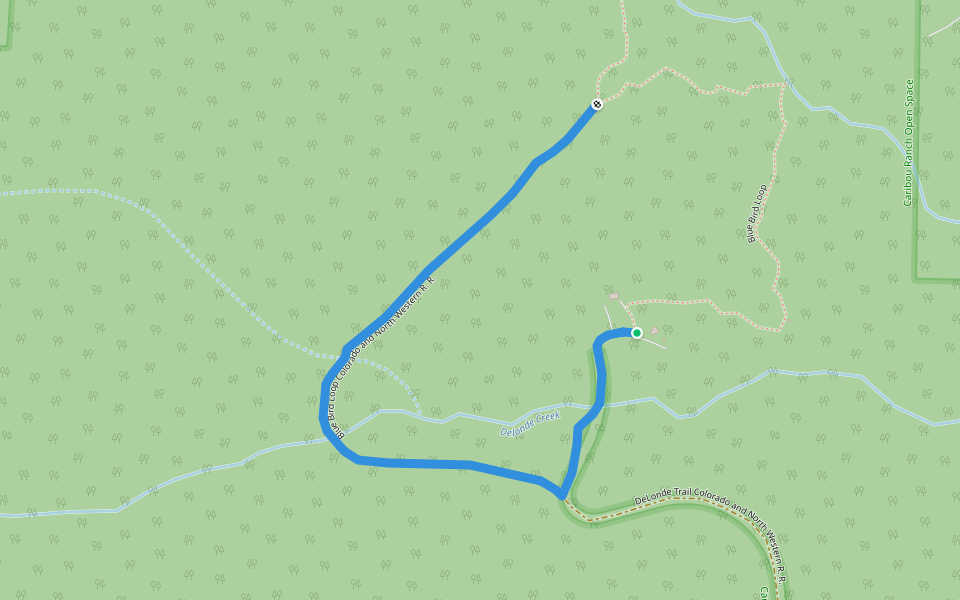 Blue Bird Loop Colorado and North Western R. R. walking route map in Nederland