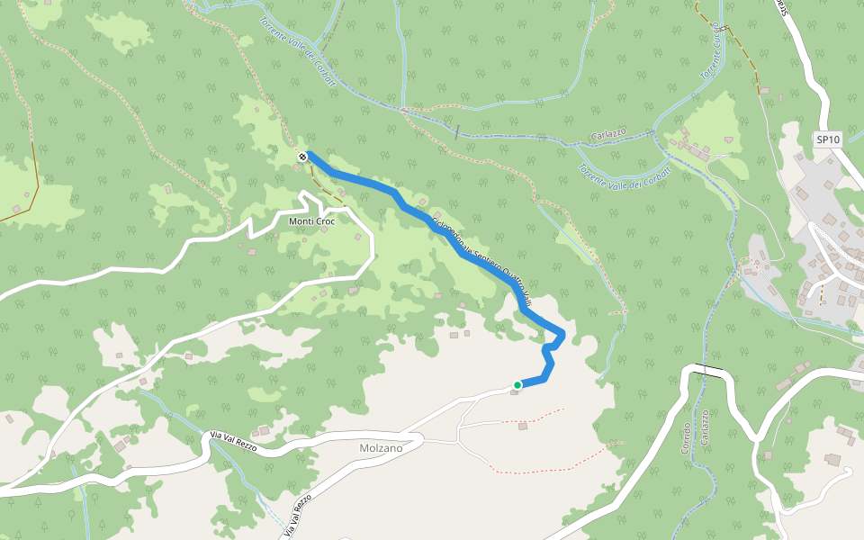 ciclopedonale Sentiero Quattro Valli walking route map in Corrido