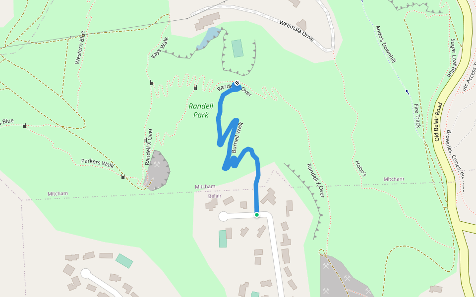 Burnell Walk walking route map in Belair