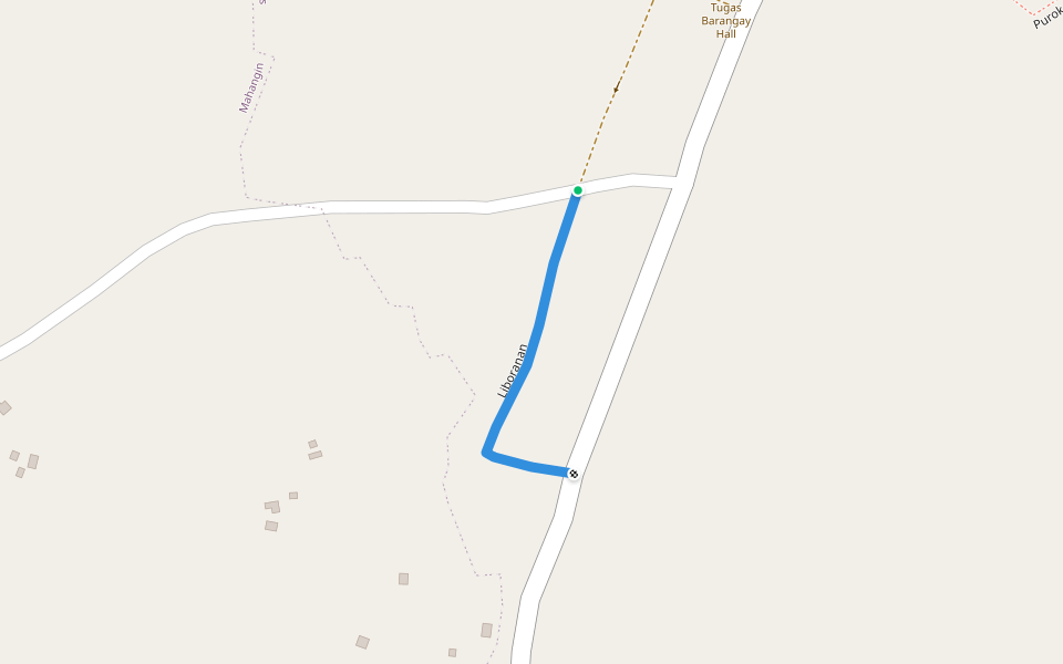 Liboranan walking route map in Candijay