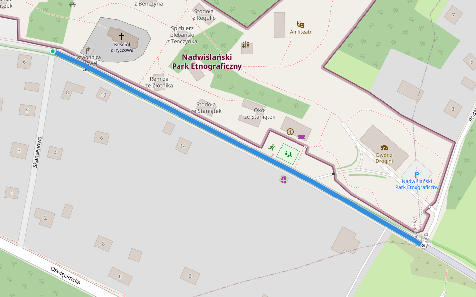 Podzamcze walking route map in Wygiełzów