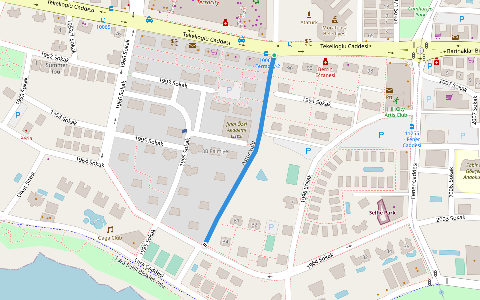 Astur Yolu walking route map in Antalya