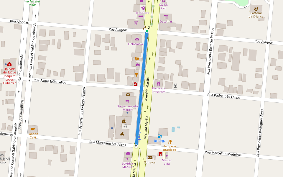 Calçadão walking route map in Mariluz